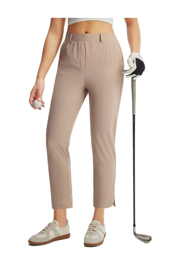 Womens Work Pants Stretch Travel Casual Golf Business Petite Ankle Slacks Dressy Pockets Lightweight Beige S