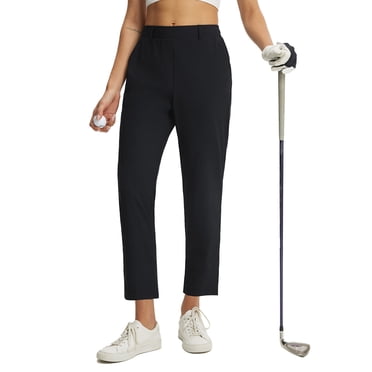 baleaf Womens Work Pants Stretch Travel Casual Golf Business Petite Ankle Slacks Dressy Pockets Lightweight Black L