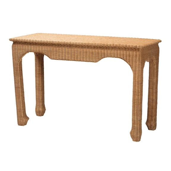 bali & pari Abena Handwoven Natural Rattan Console Table