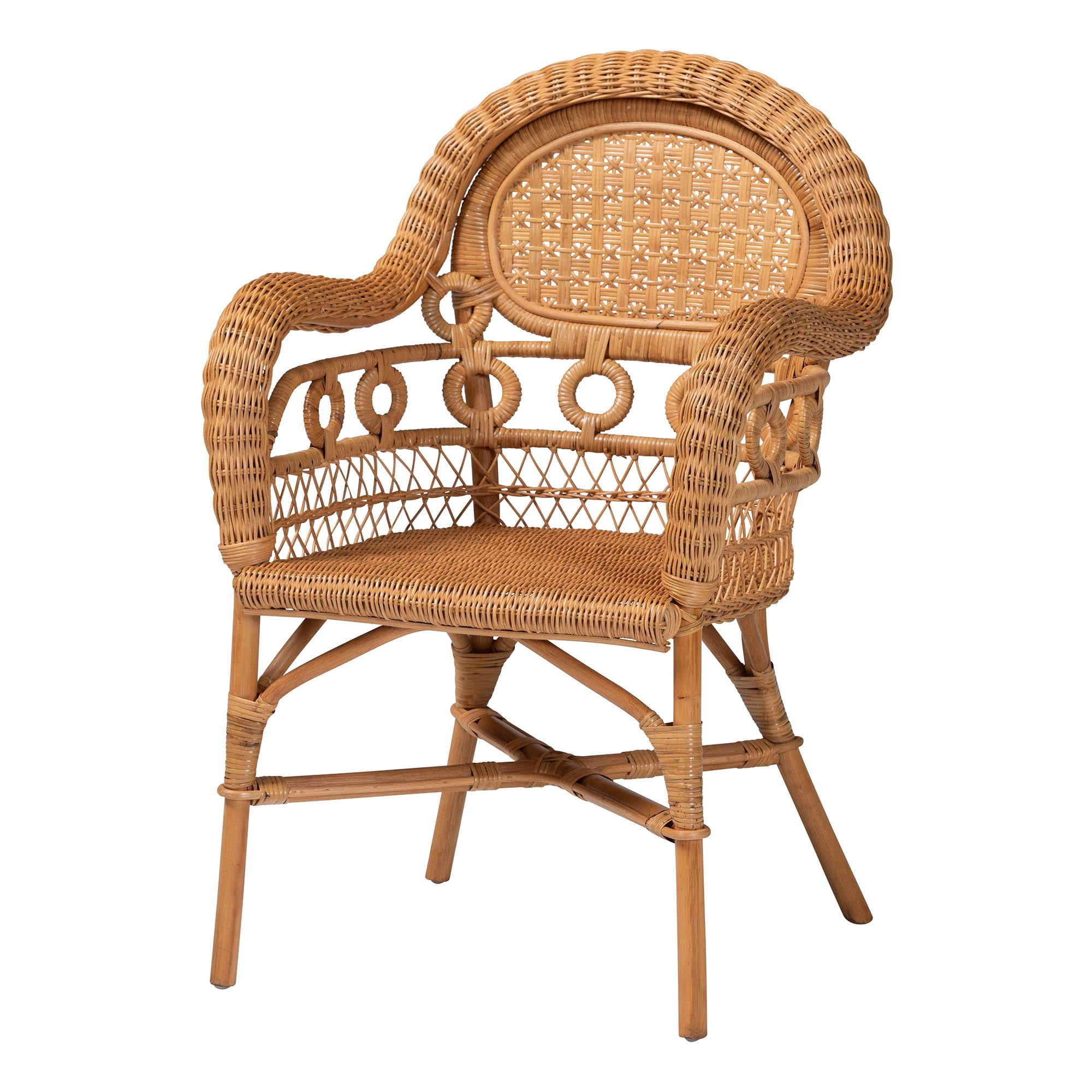 bali & pari Abigale Boho Dining Chair, Light Honey