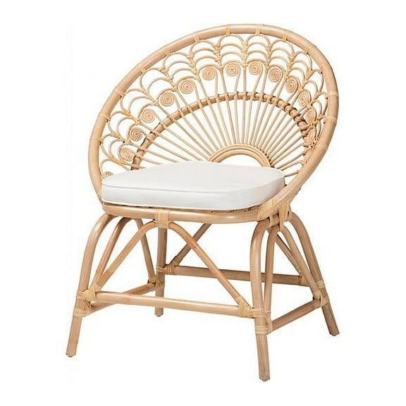 bali & pari Abriella Modern Rattan Peacock Accent Chair in Natural Brown