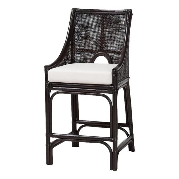 bali & pari Acton Natural Rattan Counter Stool Handwoven Wicker Accent Stool