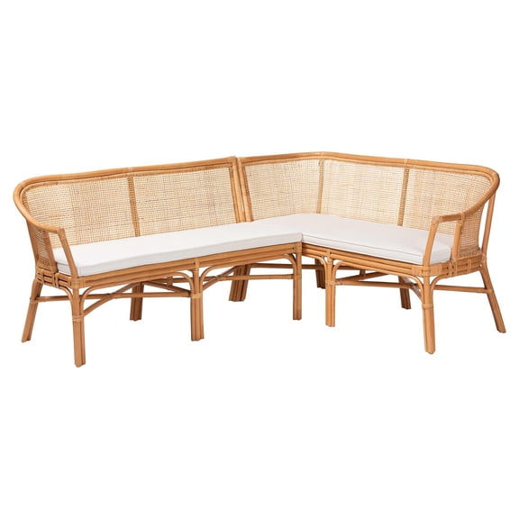 bali & pari Adede 2-Piece Rattan Bench Set - Handwoven Wicke Dining Nook Seating