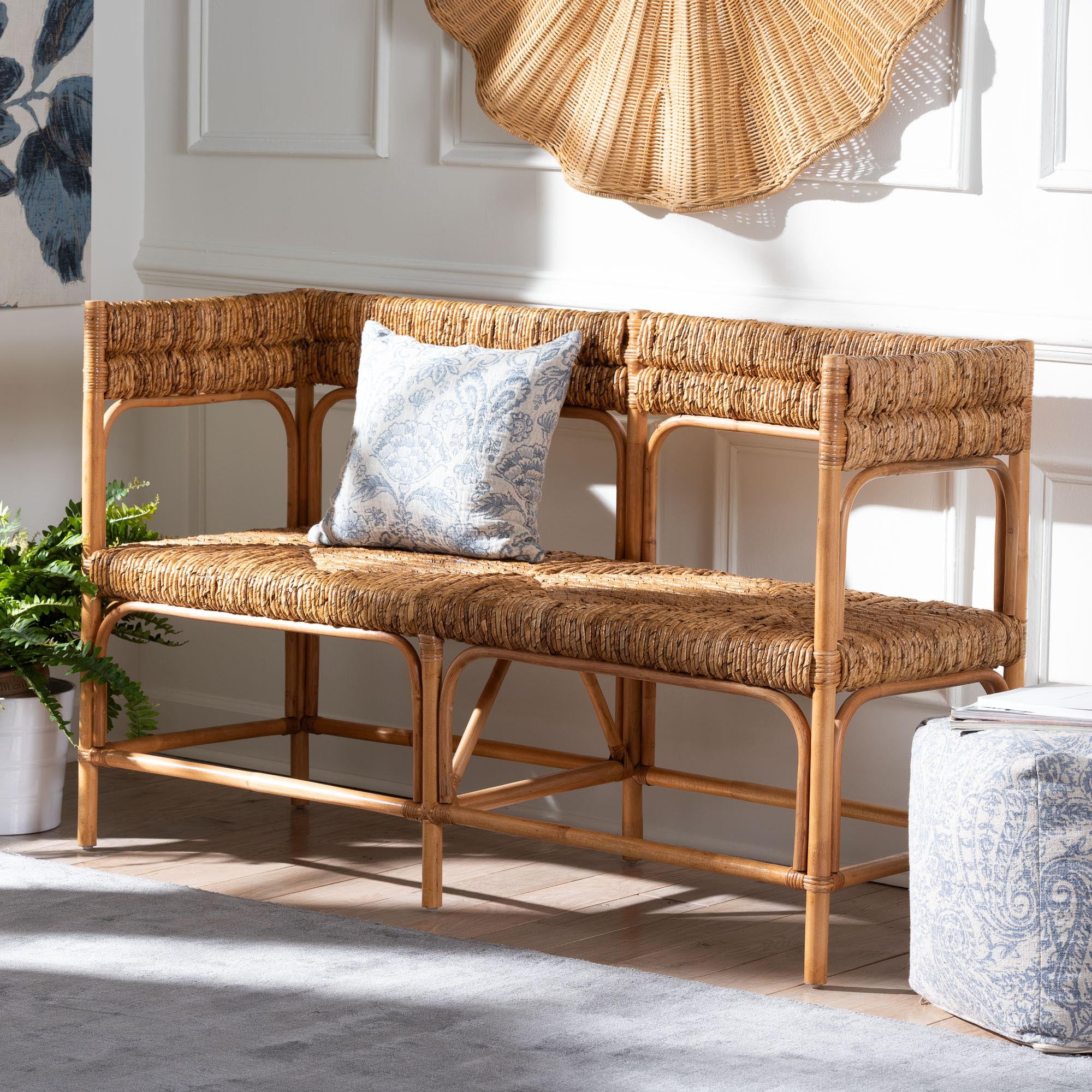 bali & pari Adisa Boho Dining Bench, Light Honey