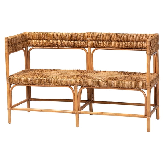 bali & pari Adisa Natural Rattan Bench - Handcrafted Banquette