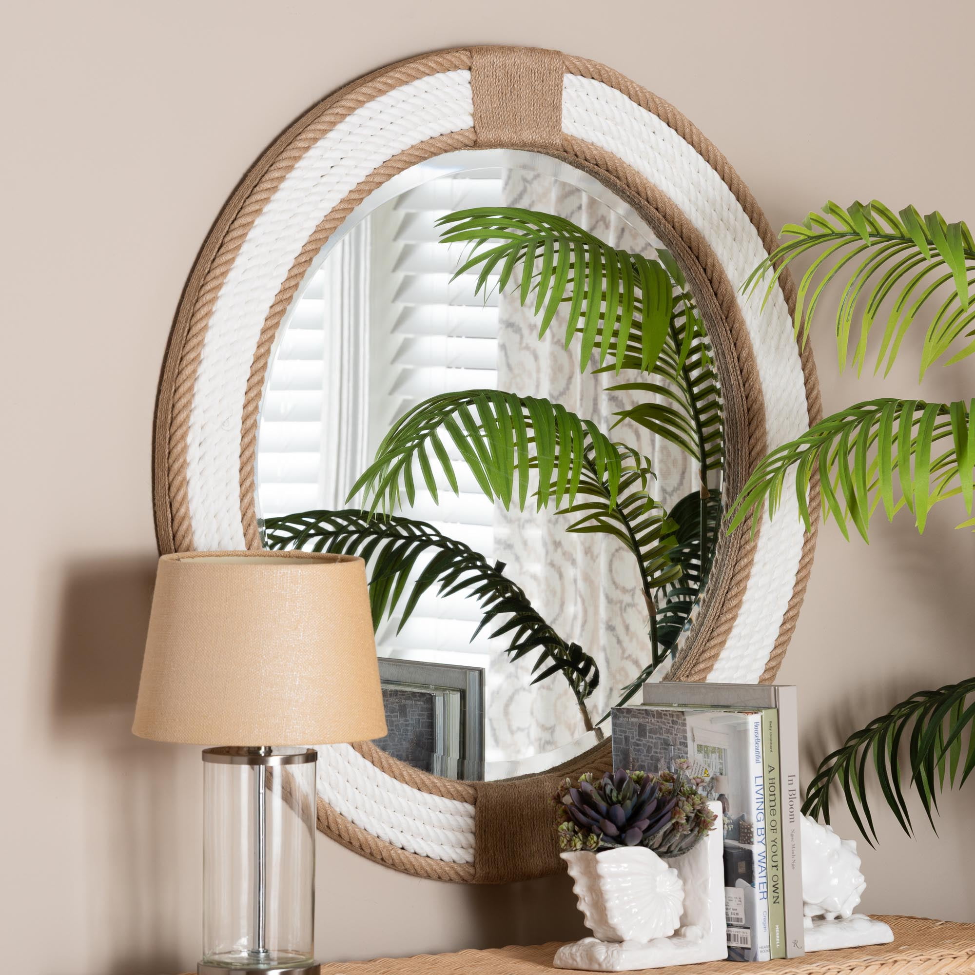 bali & pari Adita Boho Mirror, 35"W, Round, White