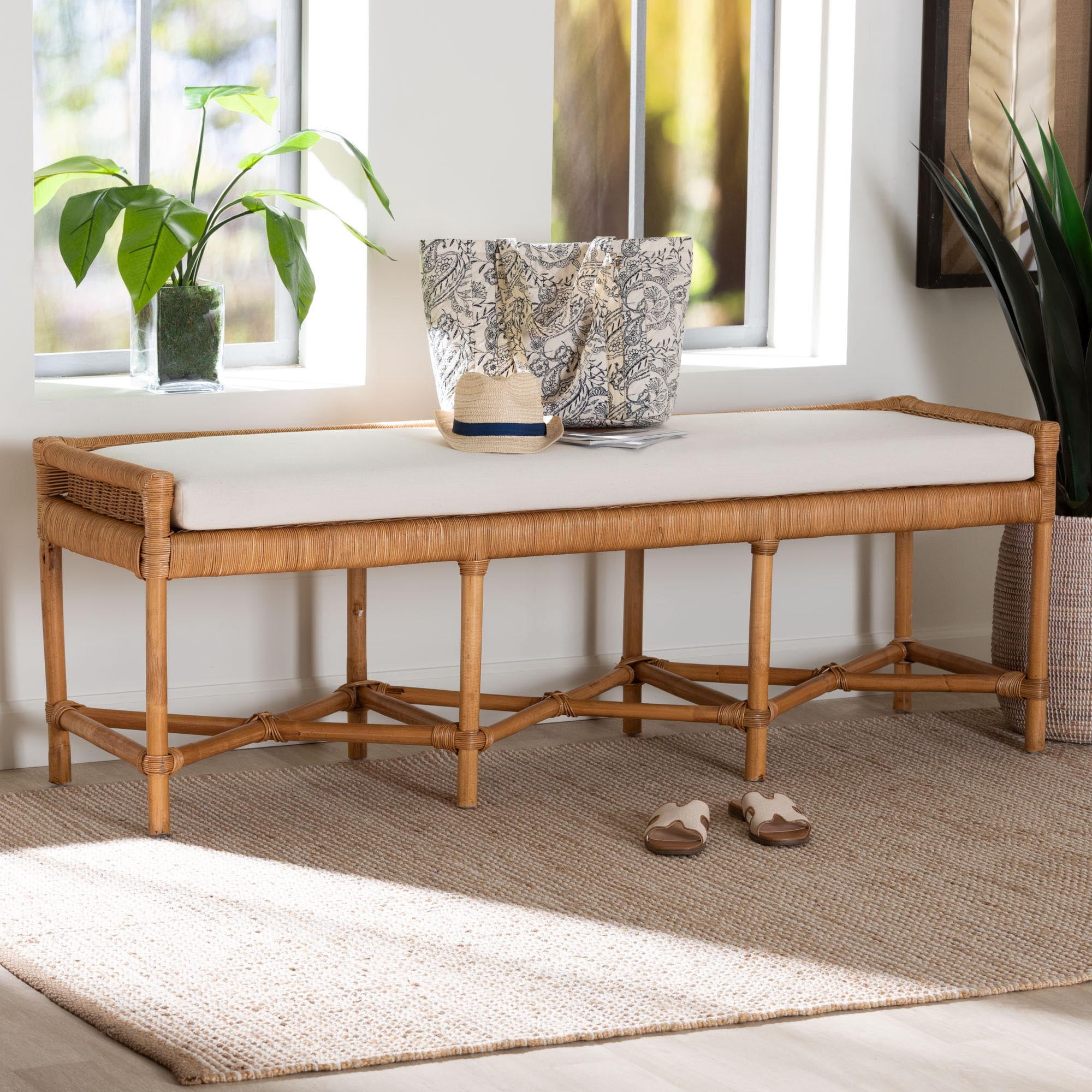 bali & pari Adonia Boho Accent Bench, Natural