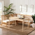 thumbnail image 1 of bali & pari Adora Rattan BOHO Dining Nook Set, 4-Piece, Light Honey, 1 of 10