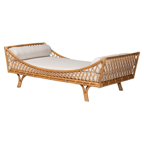 bali & pari Akemi Handwoven Natural Rattan Daybed with Cushion