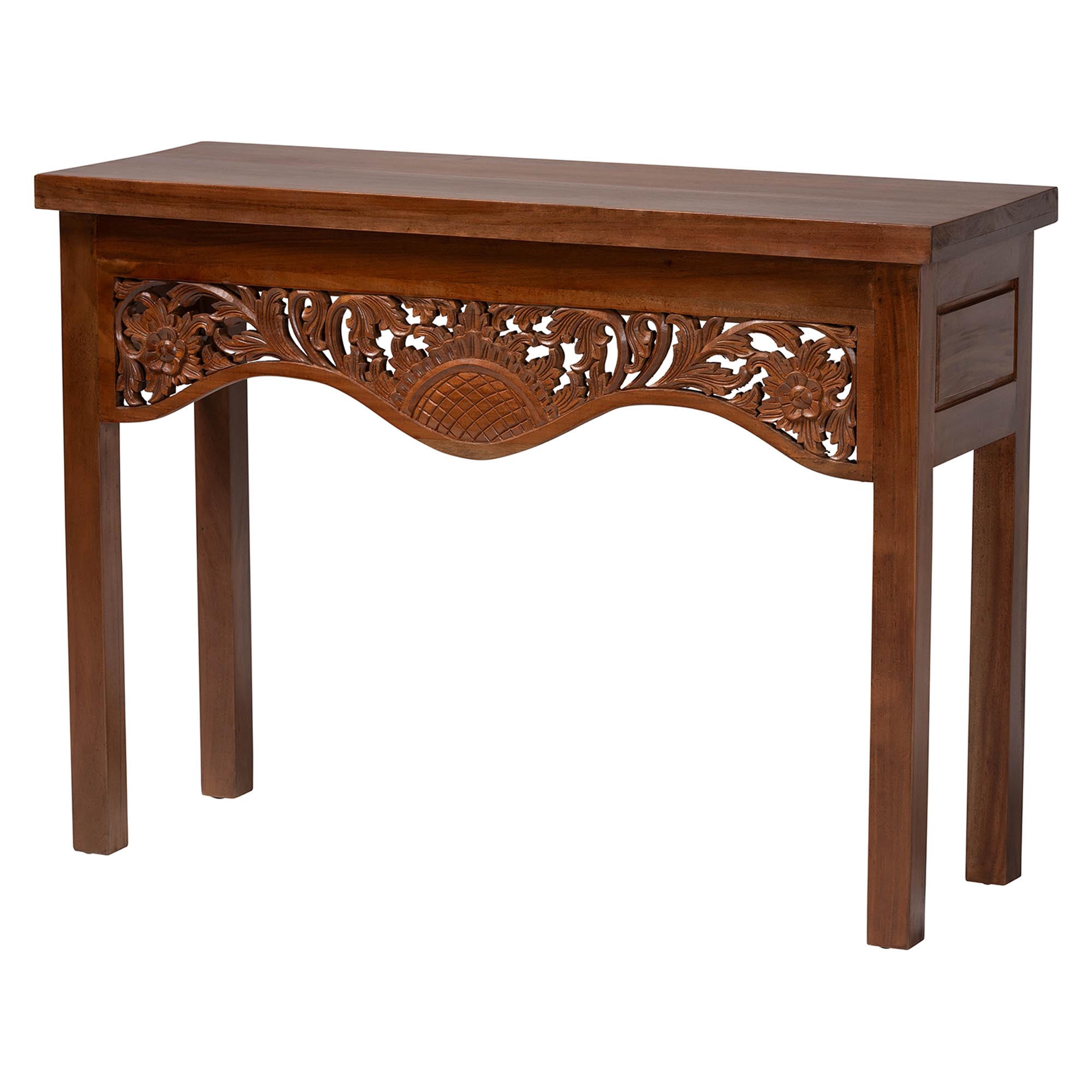 bali & pari Alannis Rustic Console Table, Mahogany Brown