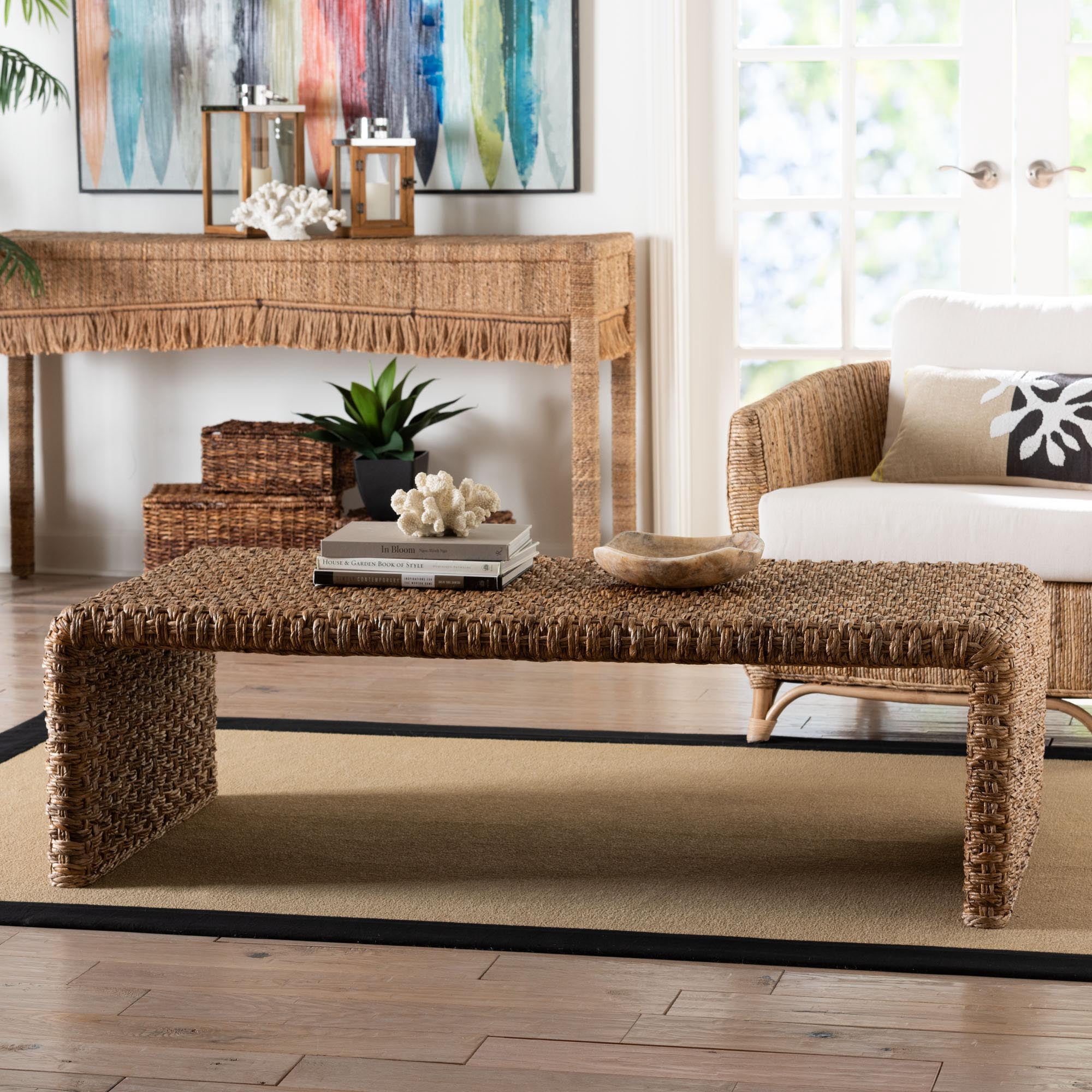 bali & pari Alda Boho Coffee Table, Natural Brown