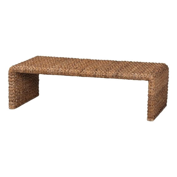 bali & pari Alda Handwoven Seagrass Coffee Table Wicker Waterfall Accent Table