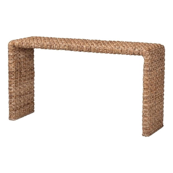 bali & pari Alda Handwoven Seagrass Console Table Wicker Waterfall Accent Table