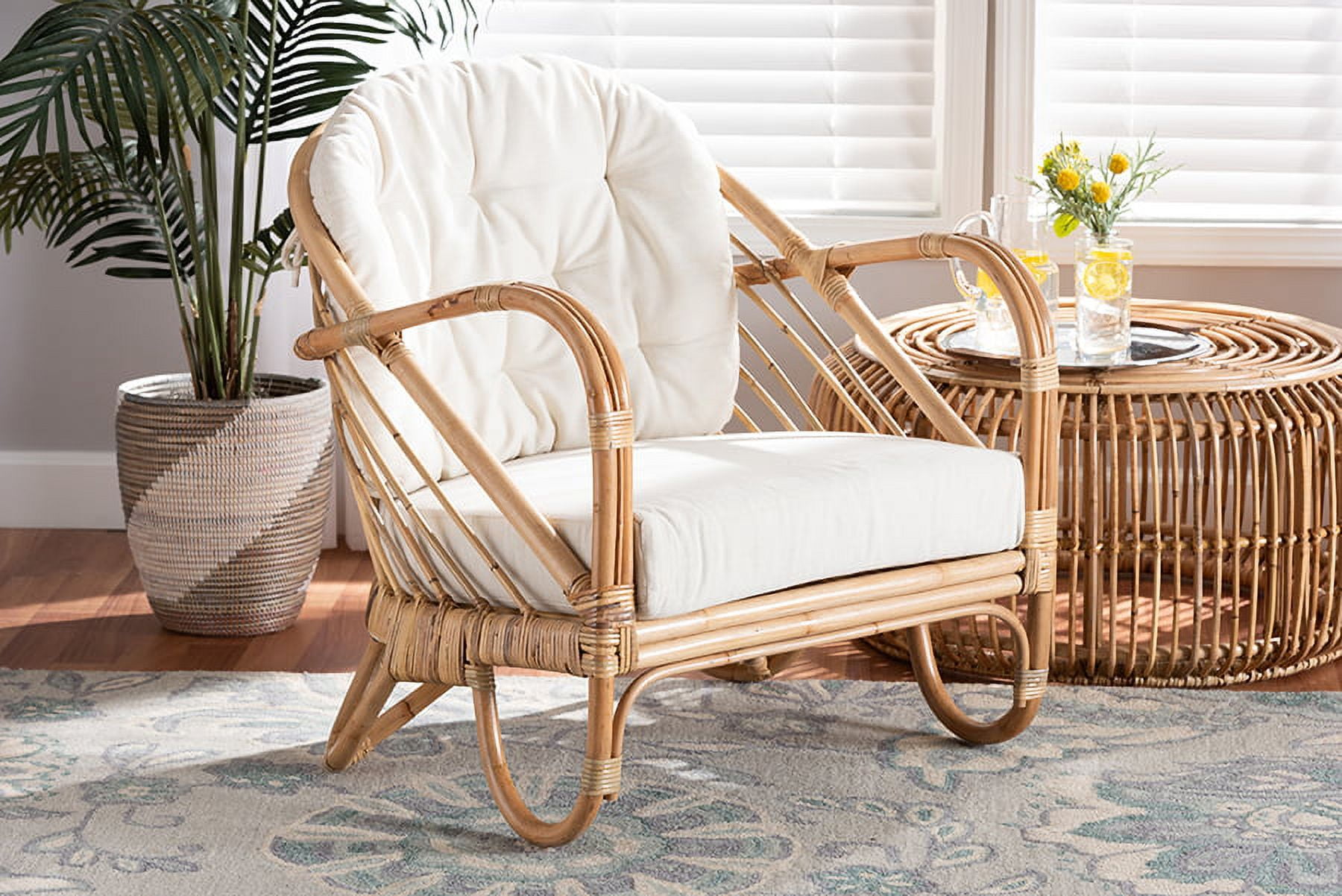 bali & pari Aliane Rattan BOHO Accent Chair, Natural Brown