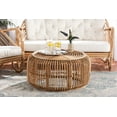 thumbnail image 1 of bali & pari Aliane Rattan BOHO Coffee Table with Circular Top, Openwork Frame, Natural Brown, 1 of 7