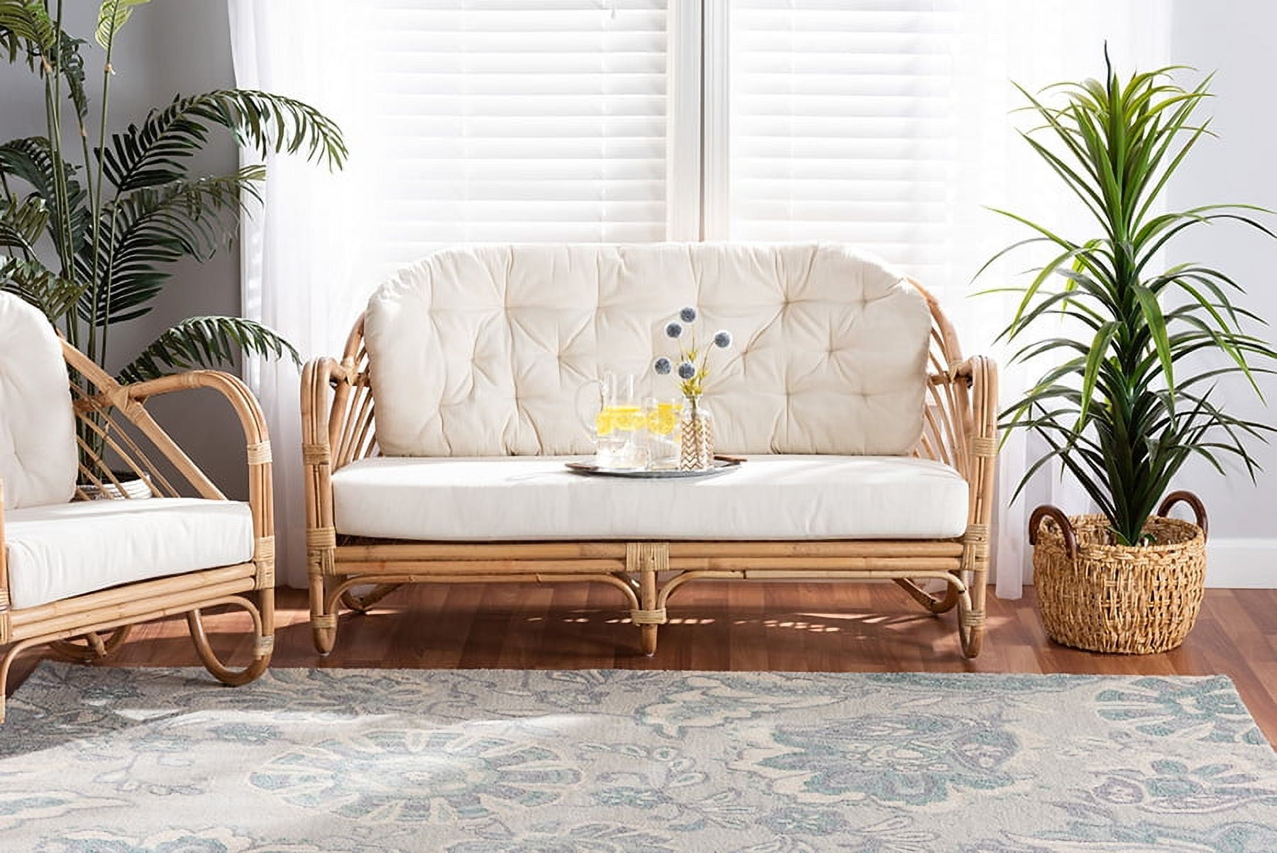 bali & pari Aliane Rattan BOHO Loveseat, Natural Brown