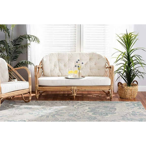 bali & pari Aliane Rattan BOHO Loveseat, Natural Brown
