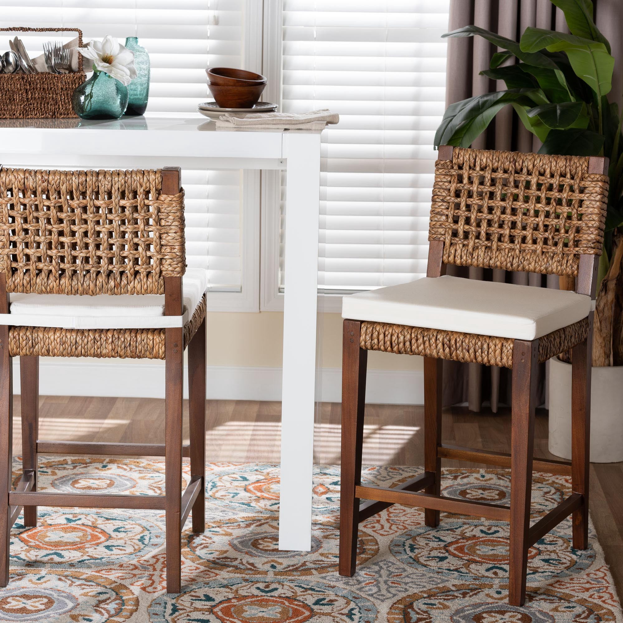 bali & pari Alise Boho Counter Stool, Counter Height, Seat Height of 24", Earthy Brown