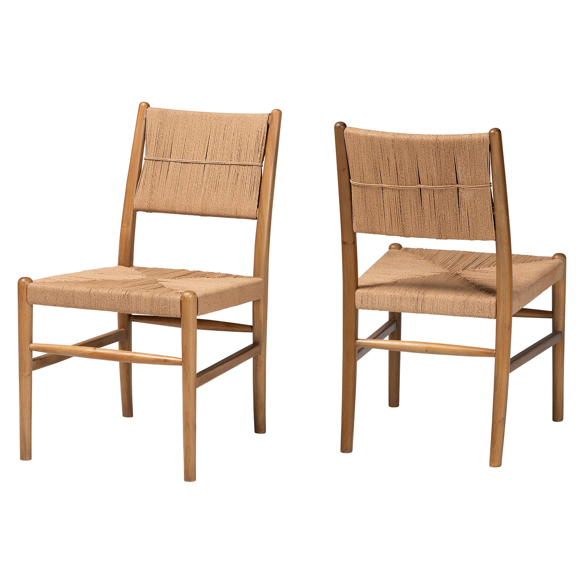 bali & pari Alva Mid-Century Dining Chair, 2-Piece, Honey
