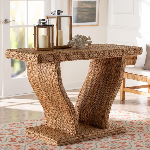 bali & pari Alyssa Boho Console Table, Natural Brown