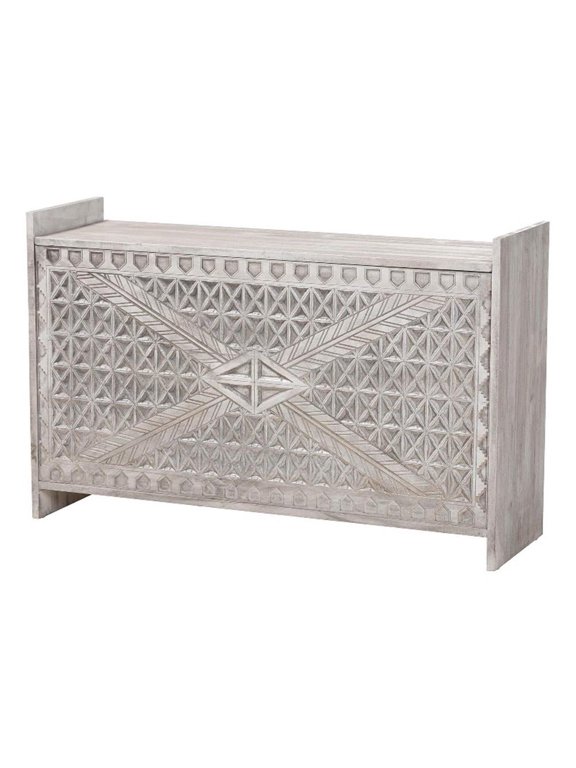 Amado Wood Storage Trunk with Carved Front Panel