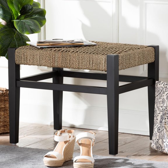 bali & pari Amber Boho Accent Bench, Natural Brown