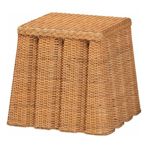 bali & pari Andrea Natural Rattan End Table - Handwoven Wicker Accent Table