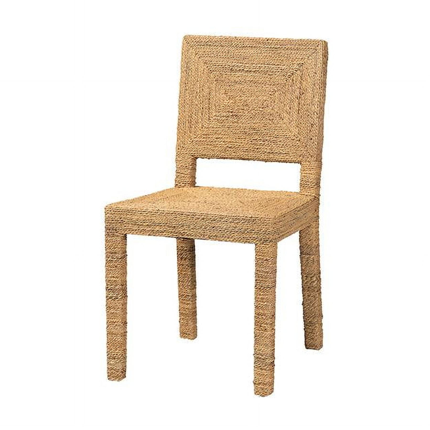 Natural Seagrass and Mahogany Wood Dining Chair