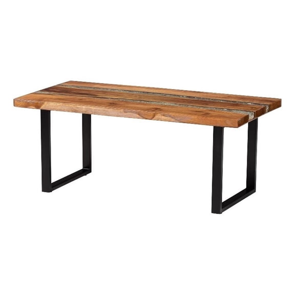 bali & pari Apio Wood Epoxy Resin Coffee Table with Glass Inlay