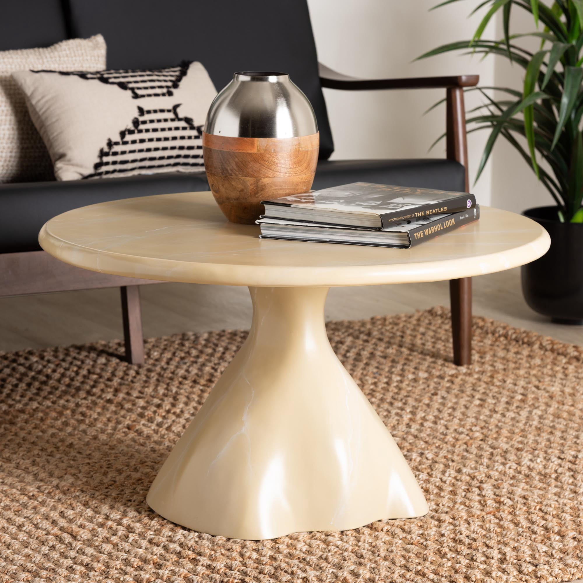 bali & pari Aponi Contemporary Coffee Table, Cream