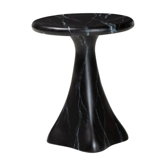 bali & pari Aponi Marbled Resin End Table Sculptural Side Table Black