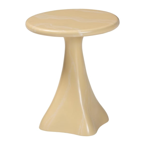bali & pari Aponi Marbled Resin End Table Sculptural Side Table Cream