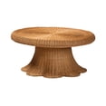 thumbnail image 1 of bali & pari Avalon Natural Rattan Coffee Table with Scalloped Pedestal Base, 1 of 3