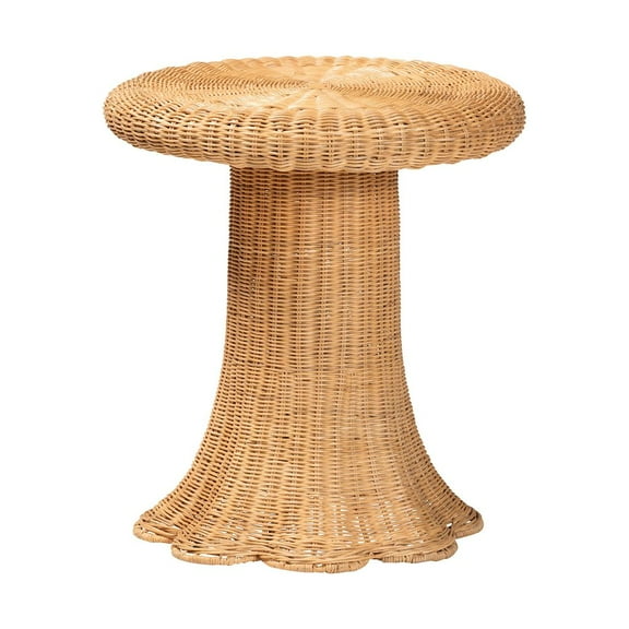 bali & pari Avalon Scallop Natural Rattan Pedestal Side Table
