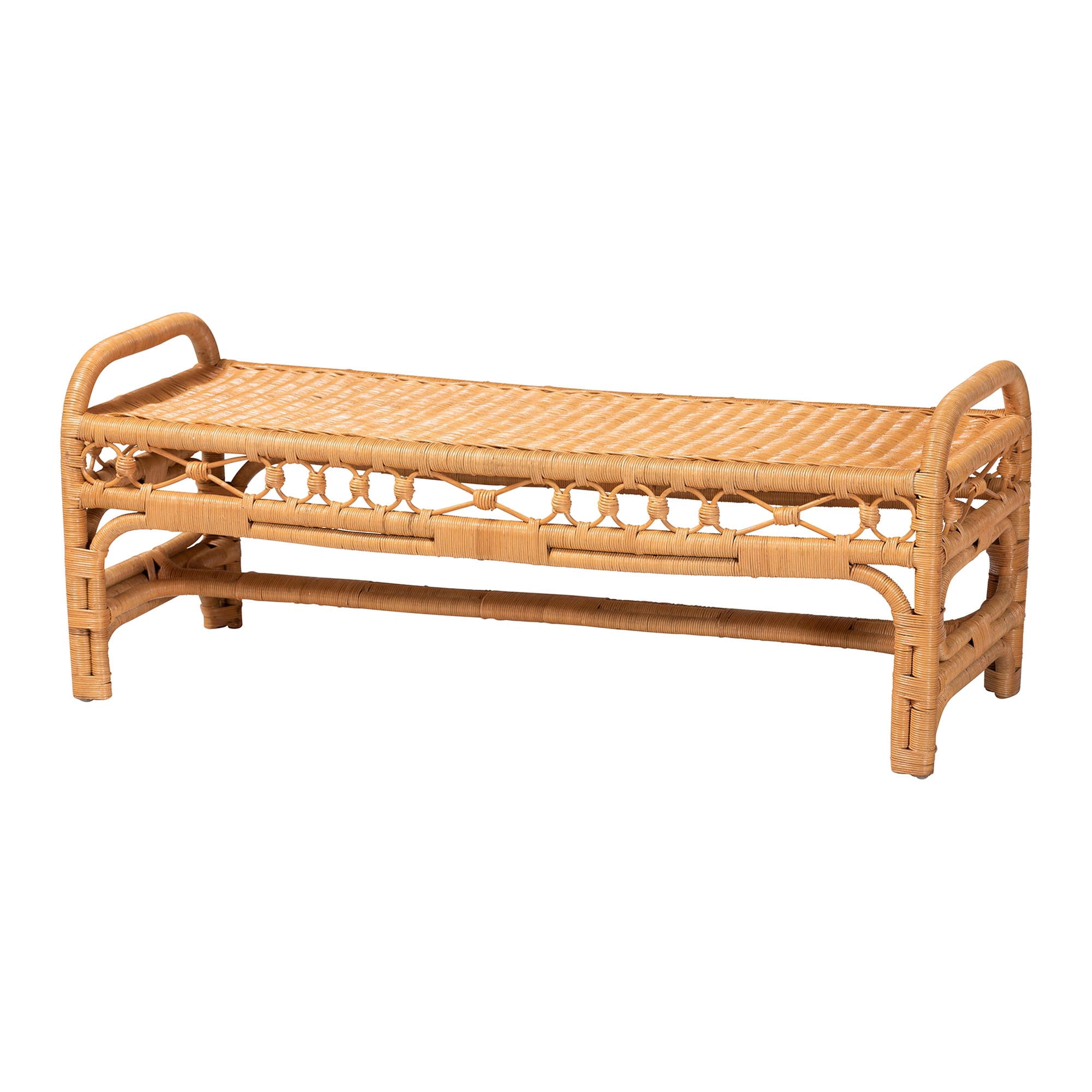 bali & pari Ayala Boho Accent Bench, Light Honey