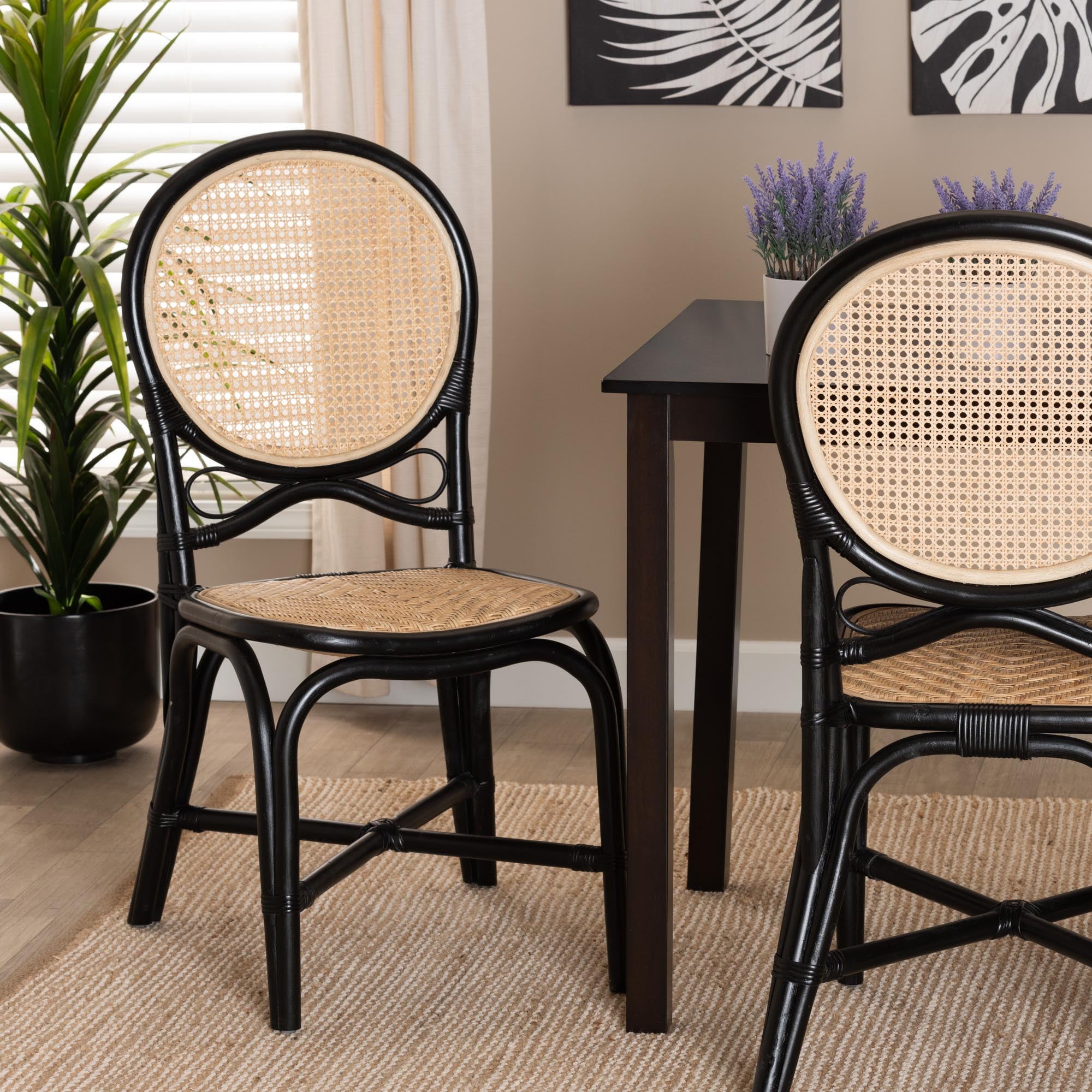 bali & pari Ayana Rattan Mid-Century Dining Chair, Natural Brown