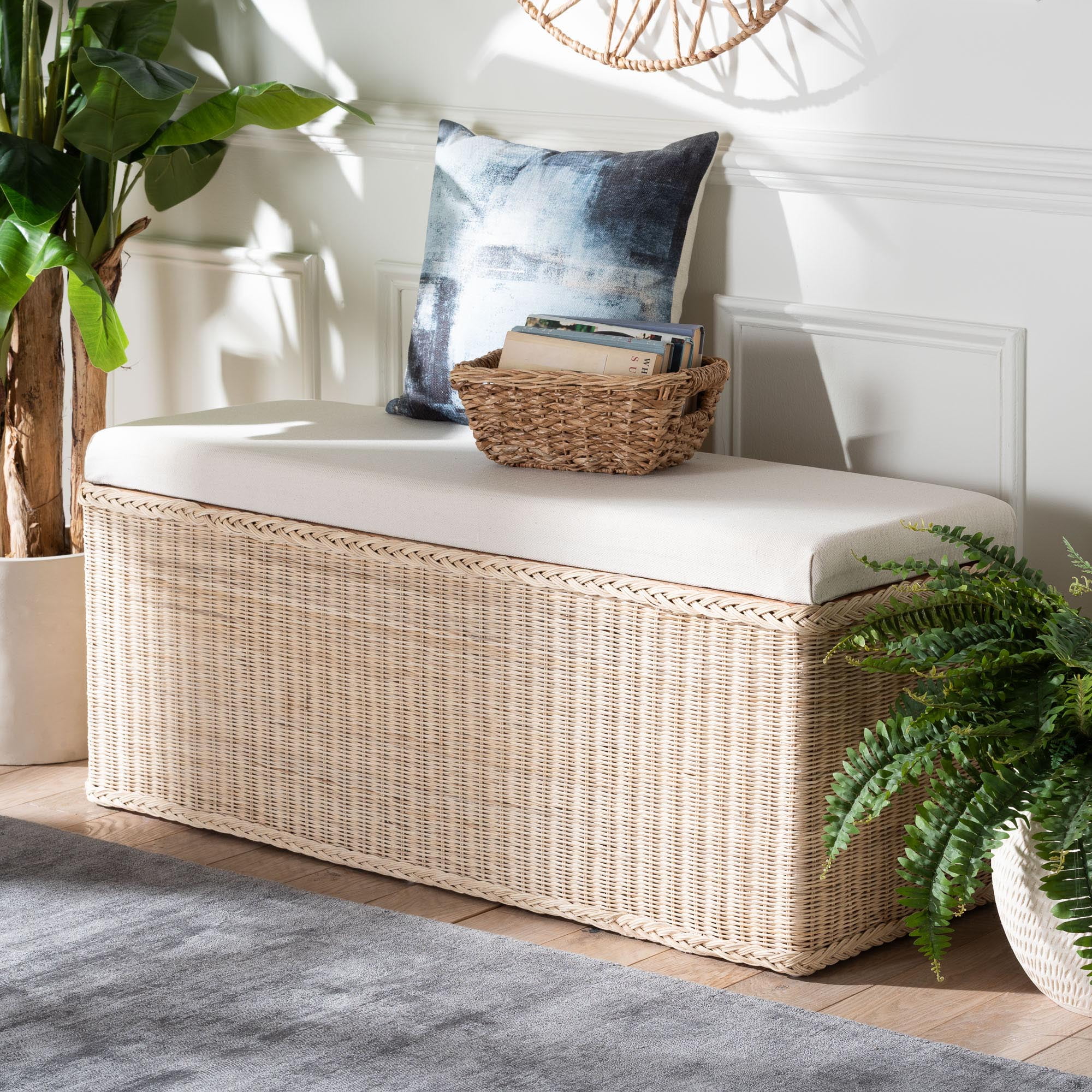 bali & pari Barid Boho Storage Bench, 19"H, Natural