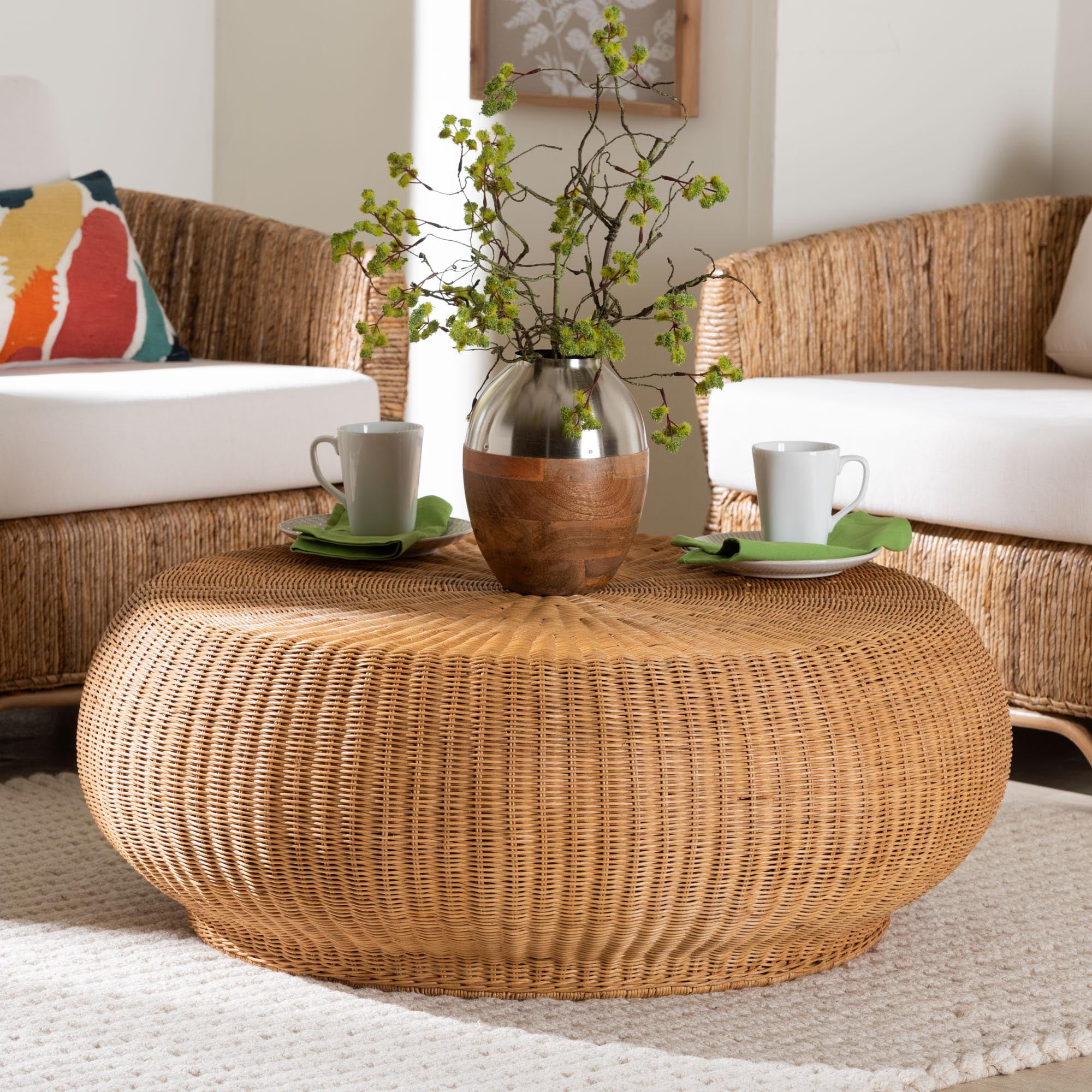 bali & pari Beatriz Boho Coffee Table, Light Honey