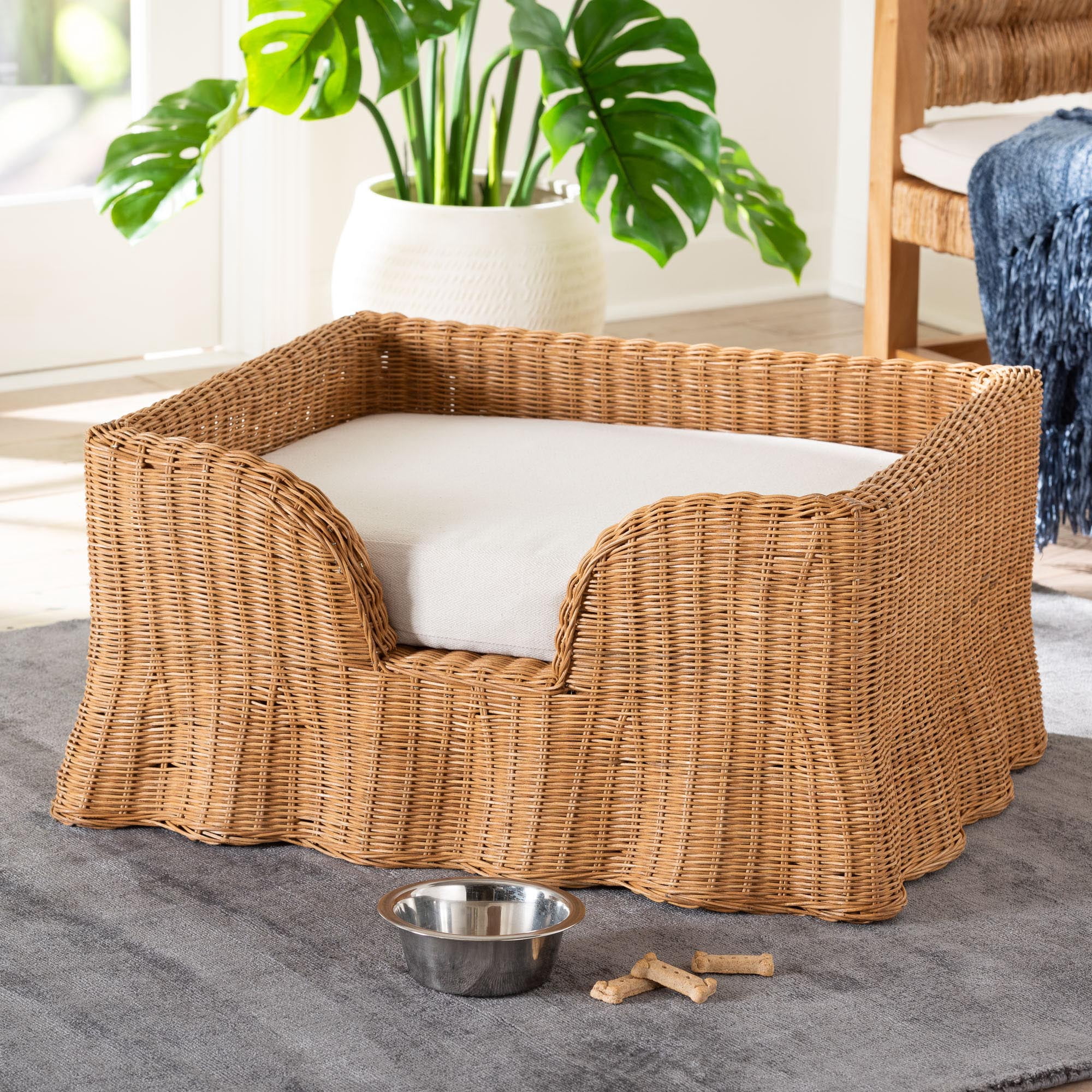 bali & pari Belita Boho Pet Bed, 30.2" W, Light Honey