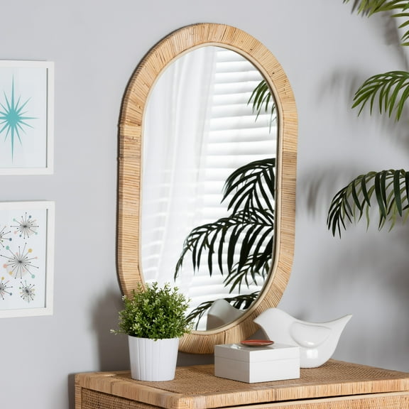 bali & pari Bella Seagrass BOHO Mirror, Natural Brown