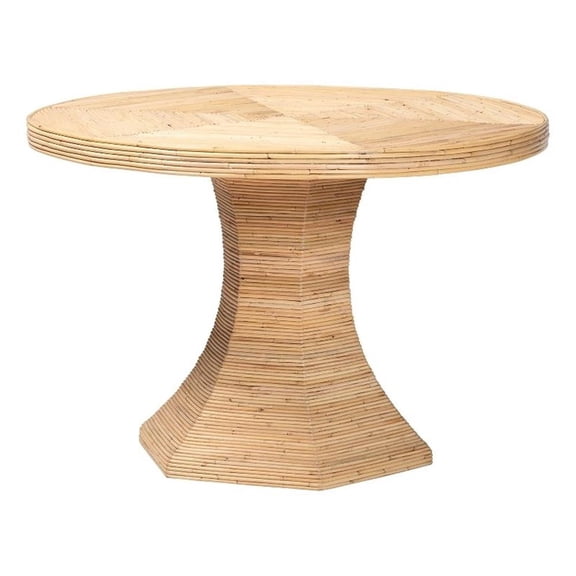 bali & pari Benito Natural Rattan Dining Table with Hourglass Pedestal Base