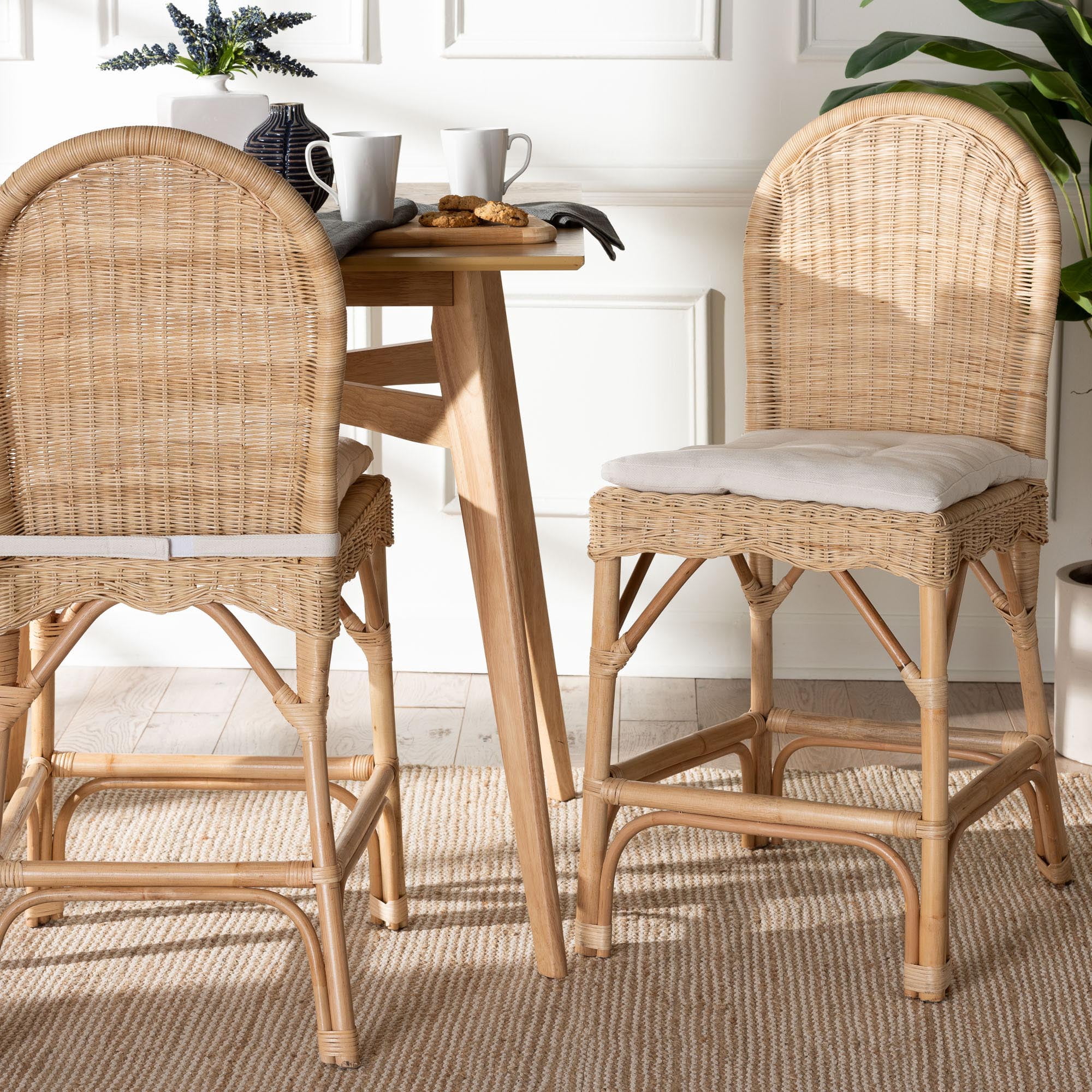 bali & pari Bilu Boho Counter Stool, 2-Piece, Natural