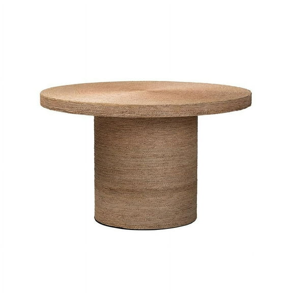 bali & pari Bistra Modern Bohemian Natural Brown Seagrass and Wood Dining Table