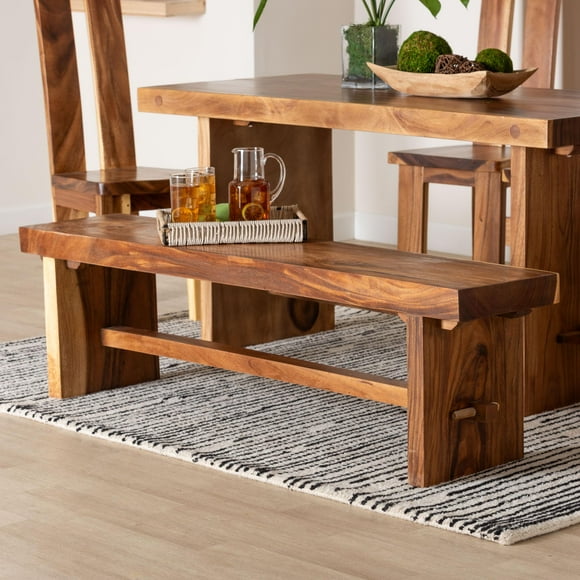 bali & pari Biyu Rustic Dining Bench, Natural Brown