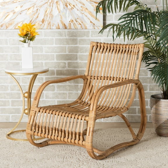 bali & pari Blanca Rattan BOHO Accent Chair, Natural Brown