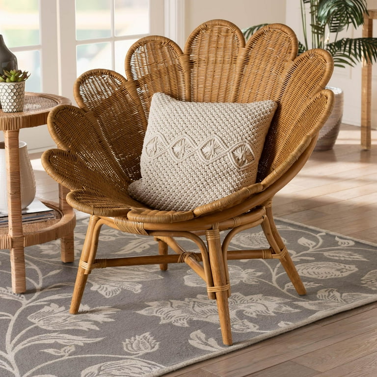 bali pari Blossom Boho Accent Chair Handwoven Natural Rattan Honey Walmart