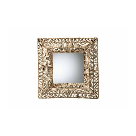 bali & pari Bohemian Metal and Natural Brown Seagrass Accent Wall Mirror