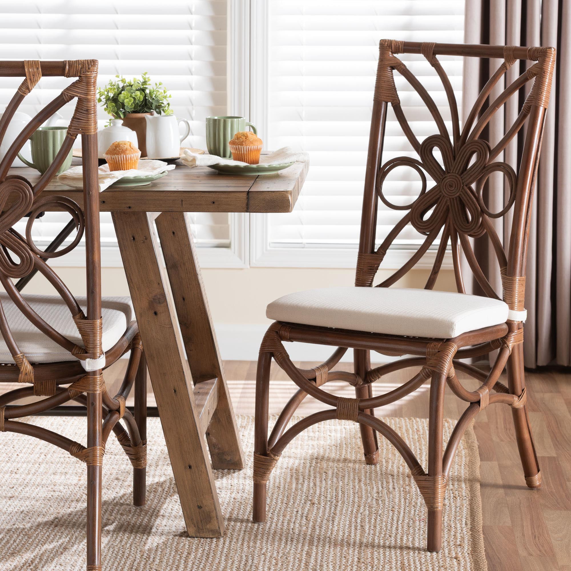 bali & pari Brama Boho Dining Chair, Light Brown