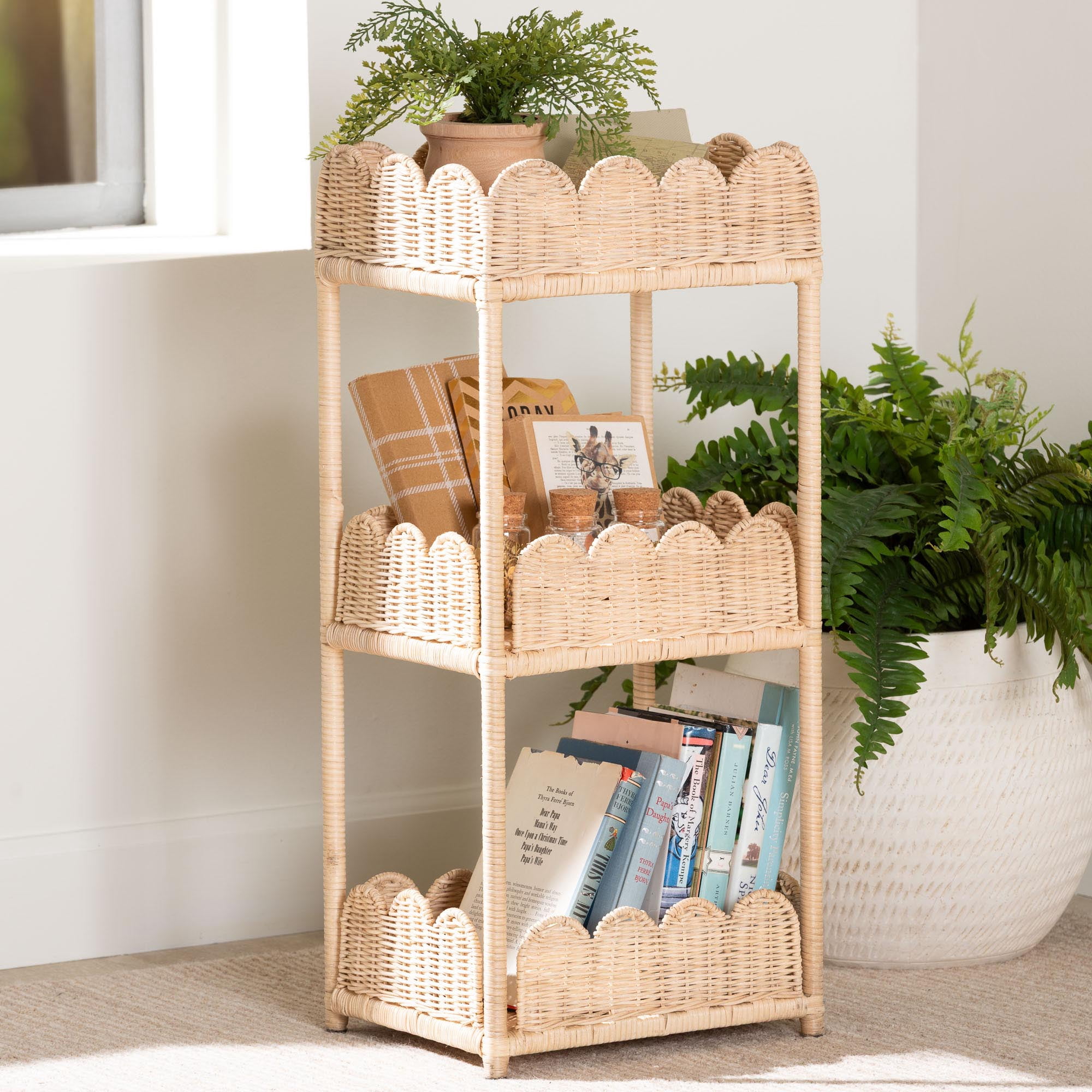 bali & pari Brooks Boho Accent Shelf, 3-Tier, Natural Brown