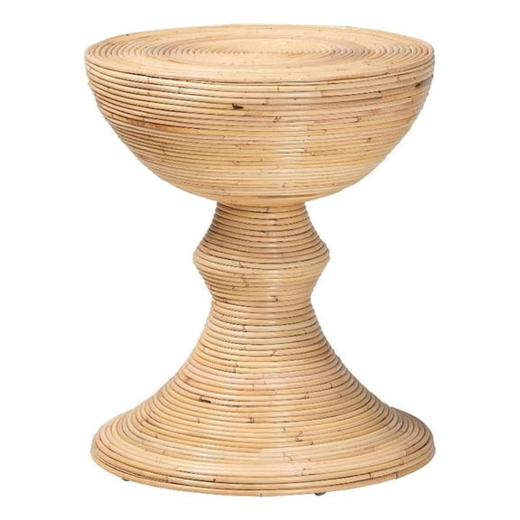 bali & pari Brookwood Natural Rattan End Table Handcrafted Accent Table